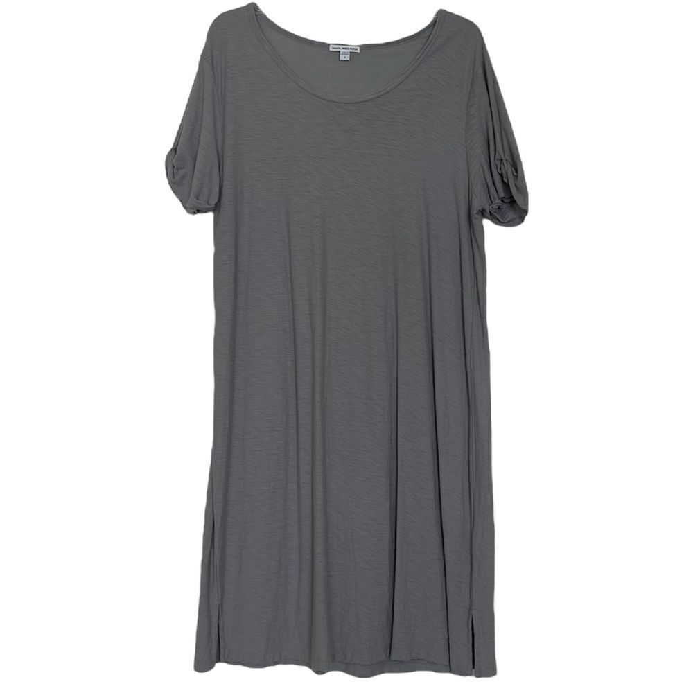 Standard James Perse T-Shirt Dress Gray Tee Short Sleeve Round Neck Midi Grey 4